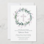 Pink Wreath Baptism Invitations (Voorkant)