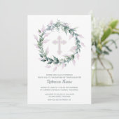 Pink Wreath Baptism Invitations (Staand voorkant)