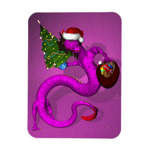 Pink Xmas Dragon Magneet