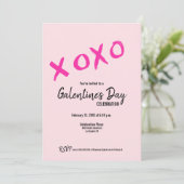 Pink XOXO Cute Galentine's Day Party Kaart (Staand voorkant)