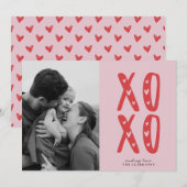 Pink XOXO Modern Valentine’s Day Photo Card Kaart (Voorkant / Achterkant)