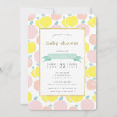 Pink Yellow Apple Pattern Baby shower Invitation Kaart (Voorkant)