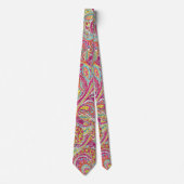 Pink Yellow Aqua  Paisley Wedding Stropdas (Voorkant)