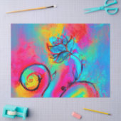 PINK YELLOW BLAUW WHIMSICAL FLOWERS Fantasy Floral Tissuepapier (Craft)