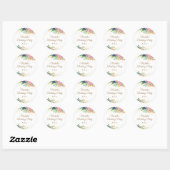 Pink Yellow Blue Floral Birthday Party Ronde Sticker (Vel)