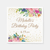 Pink Yellow Blue Floral Birthday Servet (Voorkant)