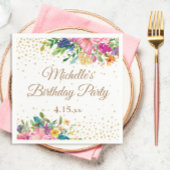 Pink Yellow Blue Floral Birthday Servet