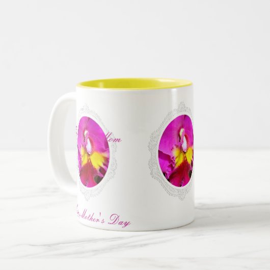 Pink Yellow Cattleya Orchid Moederdag Mok (Voorkant links)