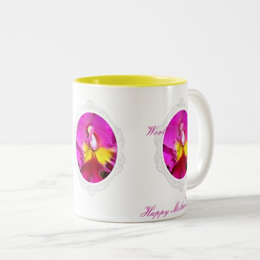 Pink Yellow Cattleya Orchid Moederdag Mok (Voorkant rechts)