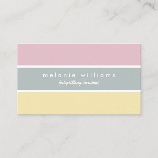 Pink yellow cute minimal feminine babysitting card visitekaartje (Voorkant)