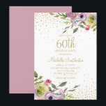 Pink Yellow Floral Gold Glitter 60th Birthday Kaart<br><div class="desc">Elegant en kleurrijk roze en gele waterverf met goudglitter op uitnodiging van een witte 60e verjaardag. Neem contact met ons op voor hulp bij aanpassingen of om passende producten aan te vragen.</div>