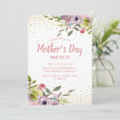 Pink Yellow Floral Gold Glitter Moederdag Brunch Kaart (Staand voorkant)