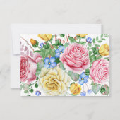 Pink Yellow Floral RSVP Wedding Response w/Meals (Achterkant)