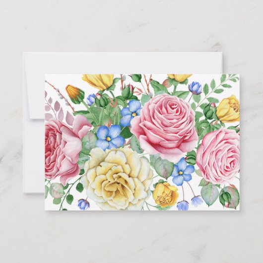 Pink Yellow Floral RSVP Wedding Response w/Meals (Achterkant)