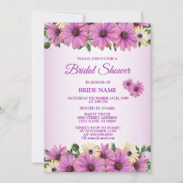 Pink Yellow Floral Rustic Bridal Shower Party Kaart