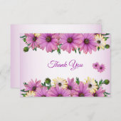 Pink Yellow Floral Rustic Elegant Wedding Bedankkaart (Voorkant / Achterkant)