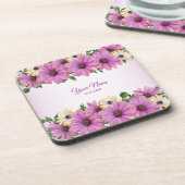 Pink Yellow Floral Rustic Elegant Wedding Party Bier Onderzetter (Linkerzijde)