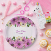 Pink Yellow Floral Rustic Elegant Wedding Party Papieren Bordje (Feest)