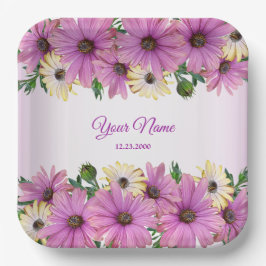 Pink Yellow Floral Rustic Elegant Wedding Party Papieren Bordje