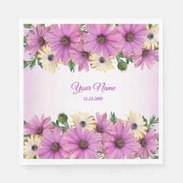 Pink Yellow Floral Rustic Elegant Wedding Party Servet