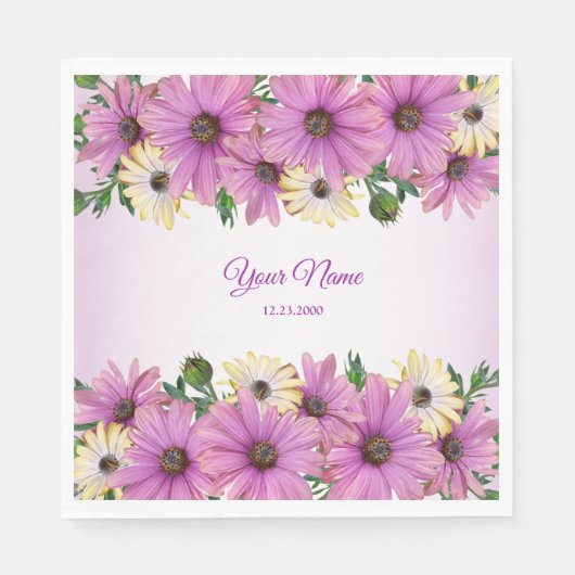 Pink Yellow Floral Rustic Elegant Wedding Party Servet (Voorkant)