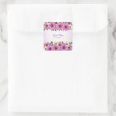 Pink Yellow Floral Rustic Elegant Wedding Party Vierkante Sticker (Tas)