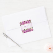 Pink Yellow Floral Rustic Elegant Wedding Party Vierkante Sticker (Envelop)