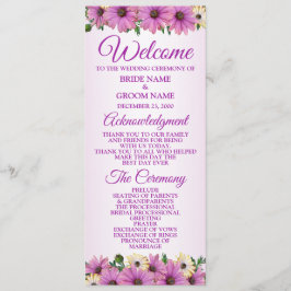 Pink Yellow Floral Rustic Elegant Wedding  Programmakaart