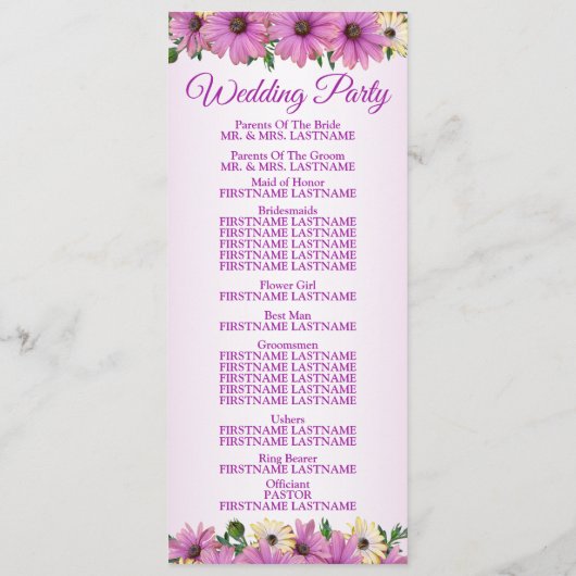Pink Yellow Floral Rustic Elegant Wedding  Programmakaart (Achterkant)