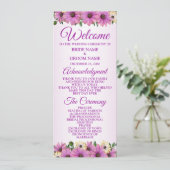 Pink Yellow Floral Rustic Elegant Wedding  Programmakaart (Staand voorkant)