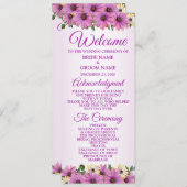 Pink Yellow Floral Rustic Elegant Wedding  Programmakaart (Voorkant / Achterkant)