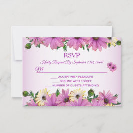 Pink Yellow Floral Rustic Elegant Wedding RSVP Kaartje