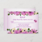 Pink Yellow Floral Rustic Elegant Wedding RSVP Kaartje (Voorkant / Achterkant)