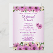 Pink Yellow Floral Rustic Wedding Rehearsal Dinner Kaart (Voorkant)