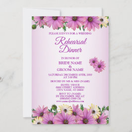 Pink Yellow Floral Rustic Wedding Rehearsal Dinner Kaart