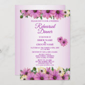 Pink Yellow Floral Rustic Wedding Rehearsal Dinner Kaart (Voorkant / Achterkant)