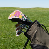 Pink Yellow Floral Whimsical Pattern Custom Name Golfheadcover (Insitu)