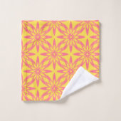Pink Yellow Flower Seamless Pattern Bad Handdoek (Wasdoekje)