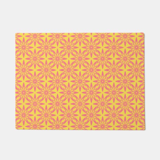 Pink Yellow Flower Seamless Pattern Deurmat (Voorkant)