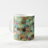 pink yellow green and blue circle pattern abstract koffiemok (Voorkant links)