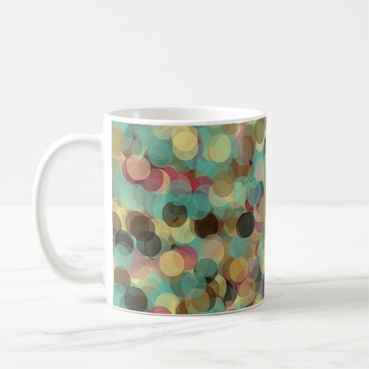 pink yellow green and blue circle pattern abstract koffiemok (Links)