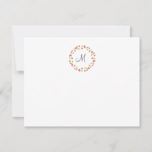 Pink Yellow Green Waterverf Floral Wreater Notitiekaartje