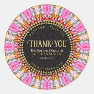 Pink+Yellow Happy Vibe Mandala Dank u Ronde Sticker