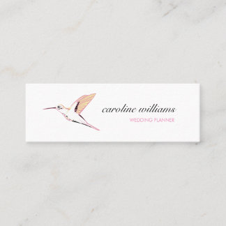 Pink yellow hummingbird illustration elegant chic mini visitekaartje