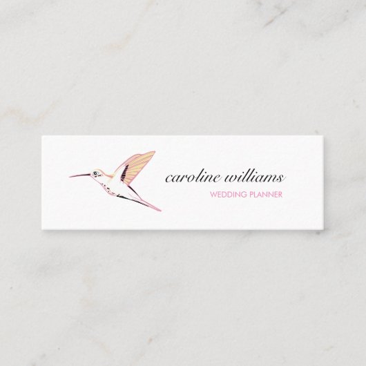 Pink yellow hummingbird illustration elegant chic mini visitekaartje (Voorkant)