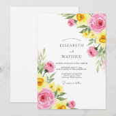 Pink Yellow Jubilant Spring Wedding Kaart (Voorkant / Achterkant)