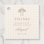 Pink & Yellow Lemon Bow Baby Shower Favor Bedankjes Labels (Voorkant)