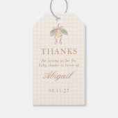 Pink & Yellow Lemon Bow Baby Shower Favor Cadeaulabel (Voorkant)