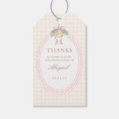 Pink & Yellow Lemon Bow Baby Shower Favor Cadeaulabel (Voorkant)