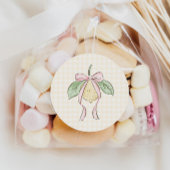 Pink & Yellow Lemon Bow Baby Shower Ronde Sticker
